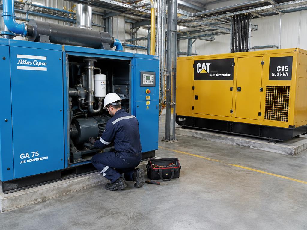 JRN technician servicing a compressor